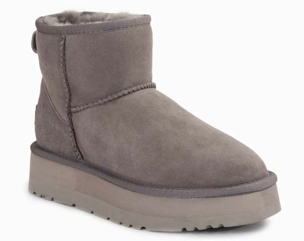 NWOT UGG Classic Mini Platform Smoke Plume Grey Short Boots size 10